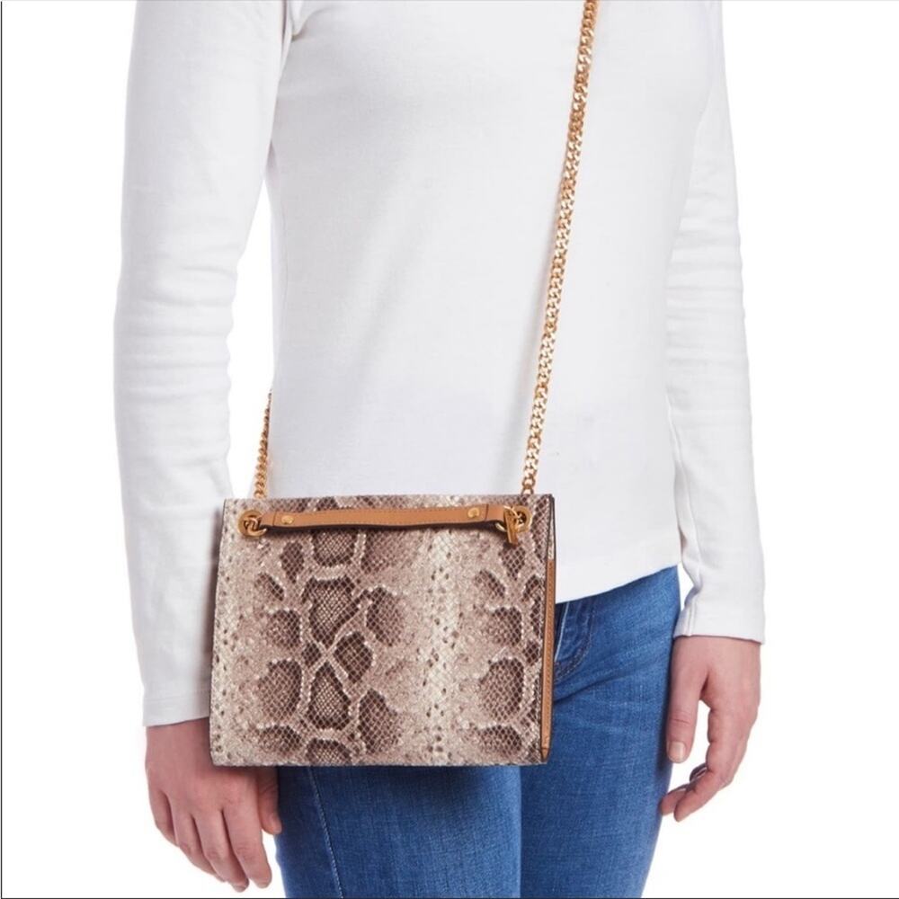 THACKER Ali Snake Embossed Leather Crossbody Bag